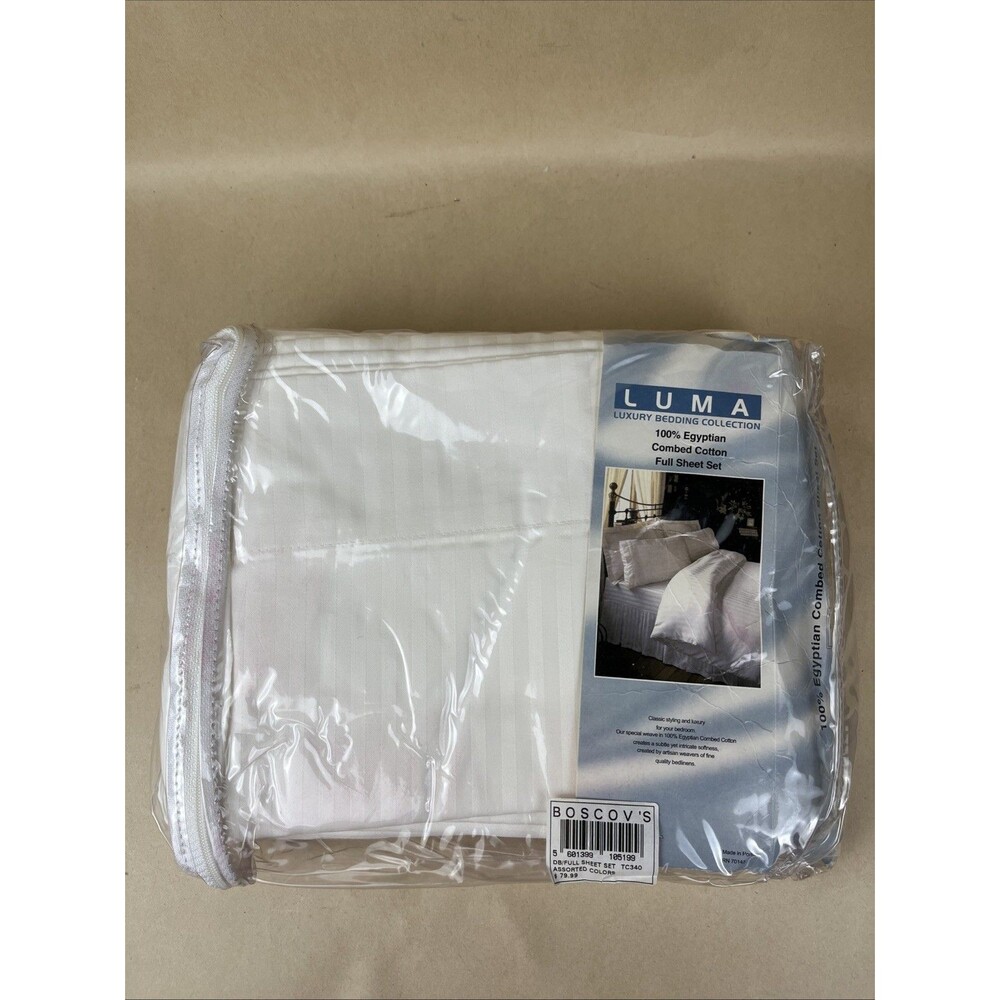 NWT Boscov’s Luma Luxury Egyptian Cotton 340TC Full Sheet Set White Portugal Mad